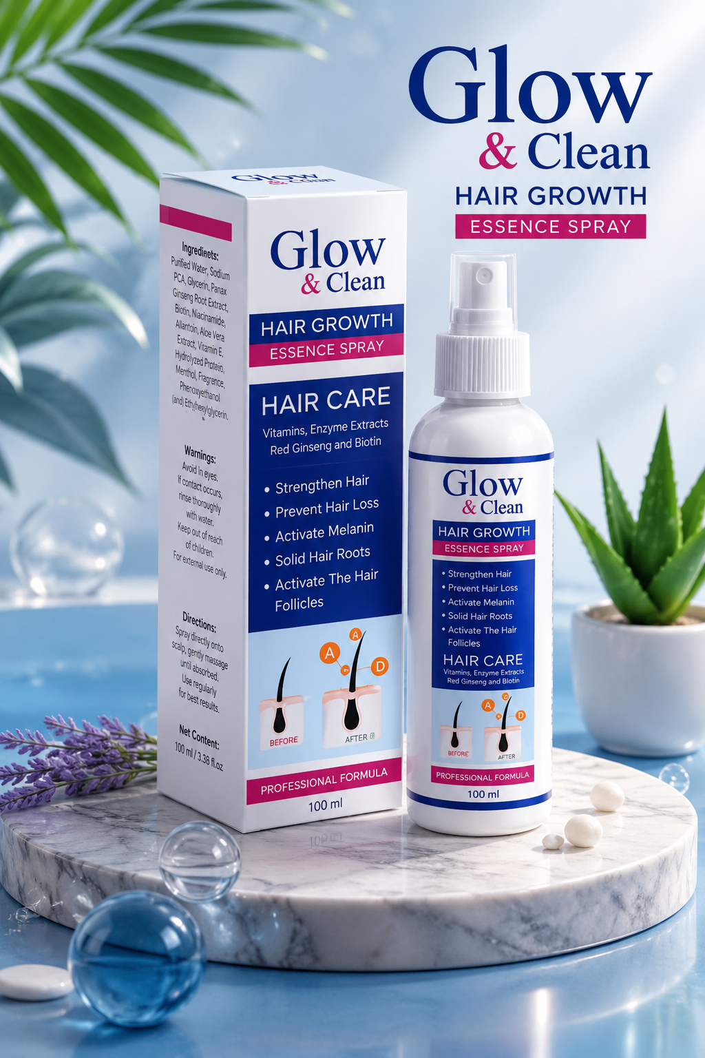 GLOW & CLEAN Biotin Hair Growth Spray